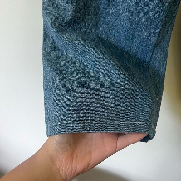 Vintage Anti-Basic Jeans Blue Solid Cotton Button & Zip Fly Long Denim Short Siz - Picture 6 of 14